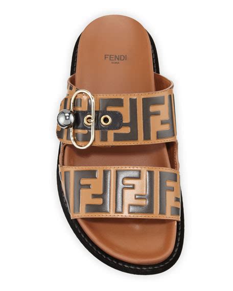 Fendi Pearland FF Leather Slide Sandal 